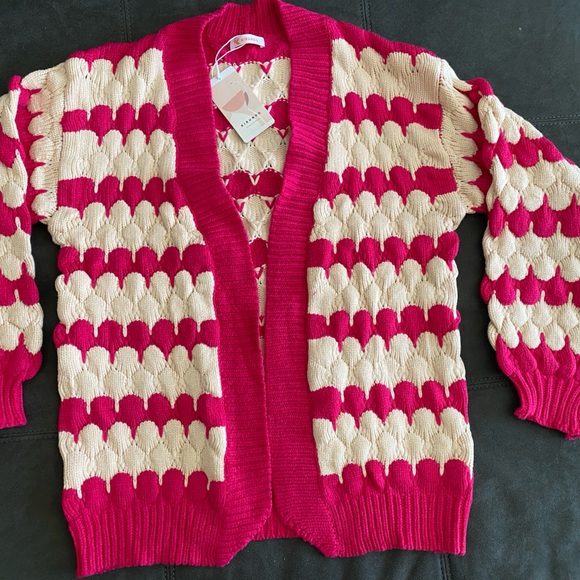 KIRUNDO Cardigan Chunky Lantern Sleeve Open Front NWT SM - Picture 3 of 11